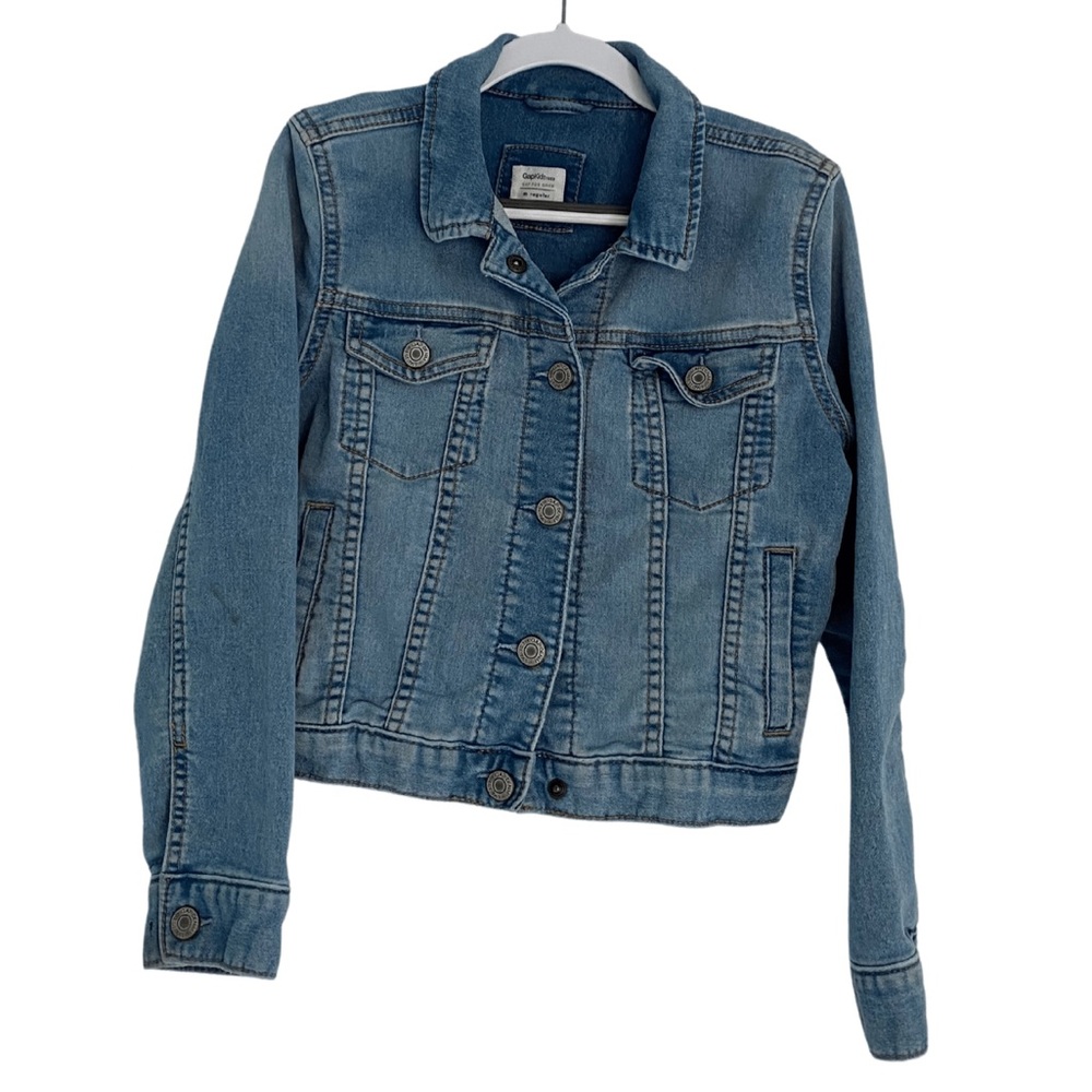 Distressed jean jacket from The Gap in Size Medium (Size 8).